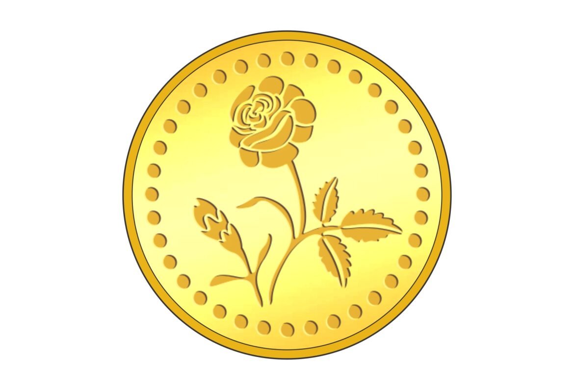 Small Round Cold Coin FLOWER GOLD COIN PIC ROUND – NAV DURGA COMPANY